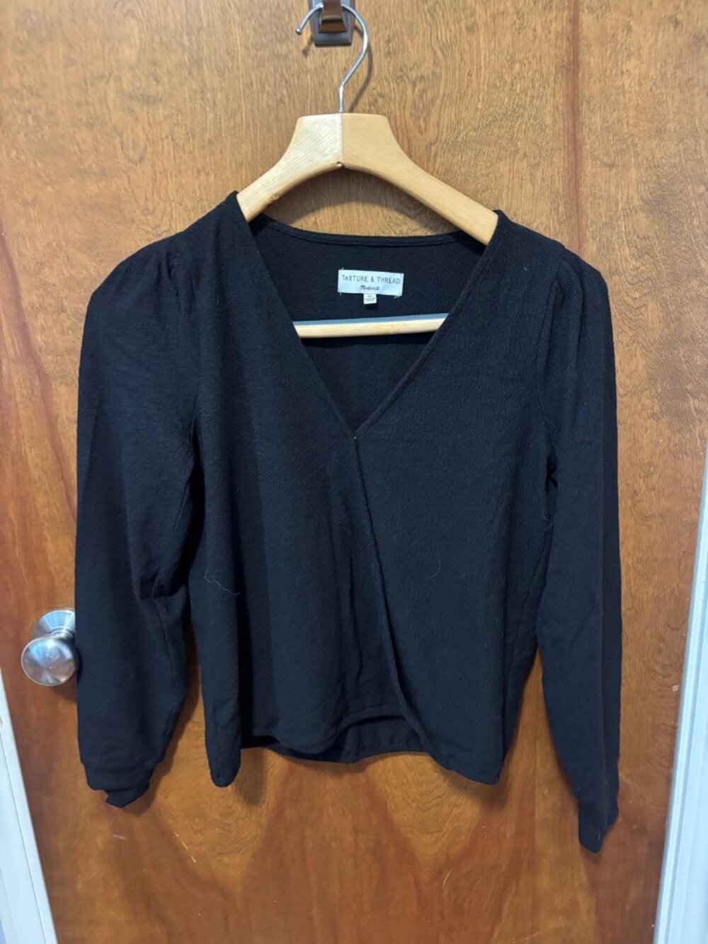 Madewell Texture & Thread Black Wrap Top Surplice V-Neck XS